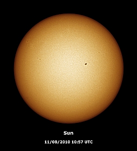 Observing Report 11th August 2010 (Sunspots in Active Regions 1093, 1095, 1096, 1097 and 1098)